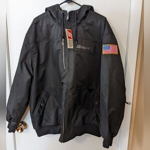 Snap-on black winter jacket with hood - NWT - XL